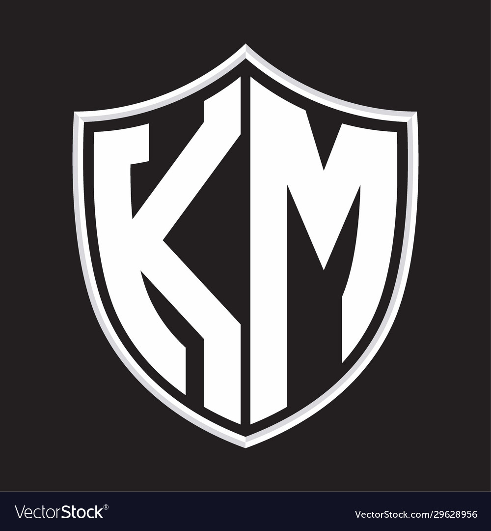 Km logo monogram with shield shape isolated on Vector Image