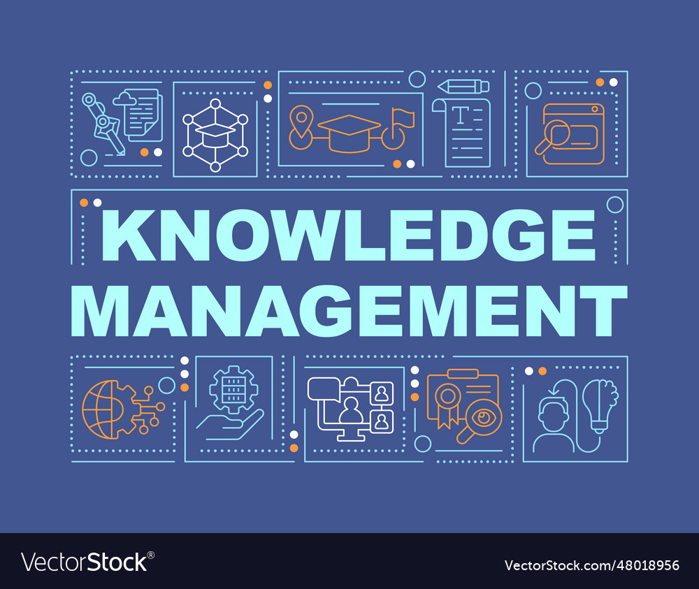 Knowledge management text with thin line icons Vector Image Knowledge management text with thin line icons