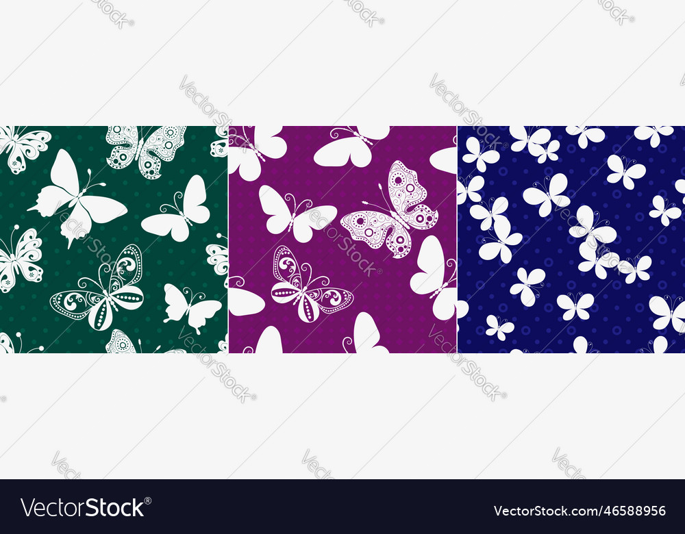 Set of three seamless multicolored patterns