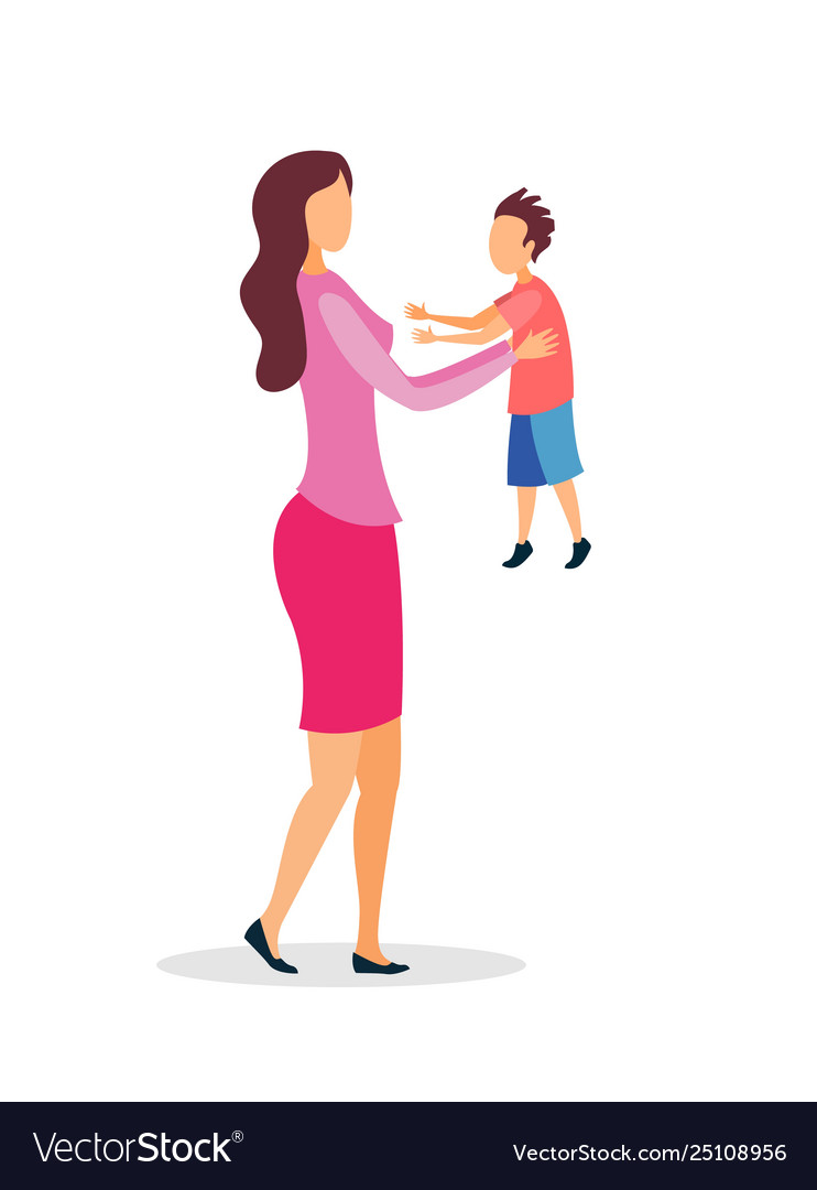 Young mother holding baby flat Royalty Free Vector Image