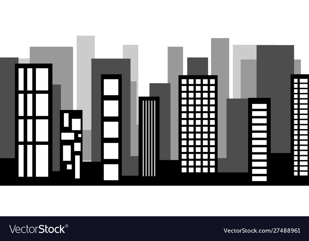 Cityscape contour on white background