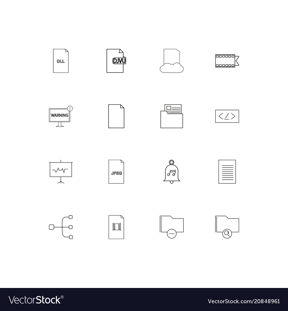 Files and folders sign linear thin icons set