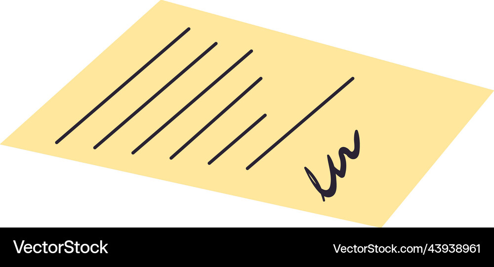 Flat signed document Royalty Free Vector Image