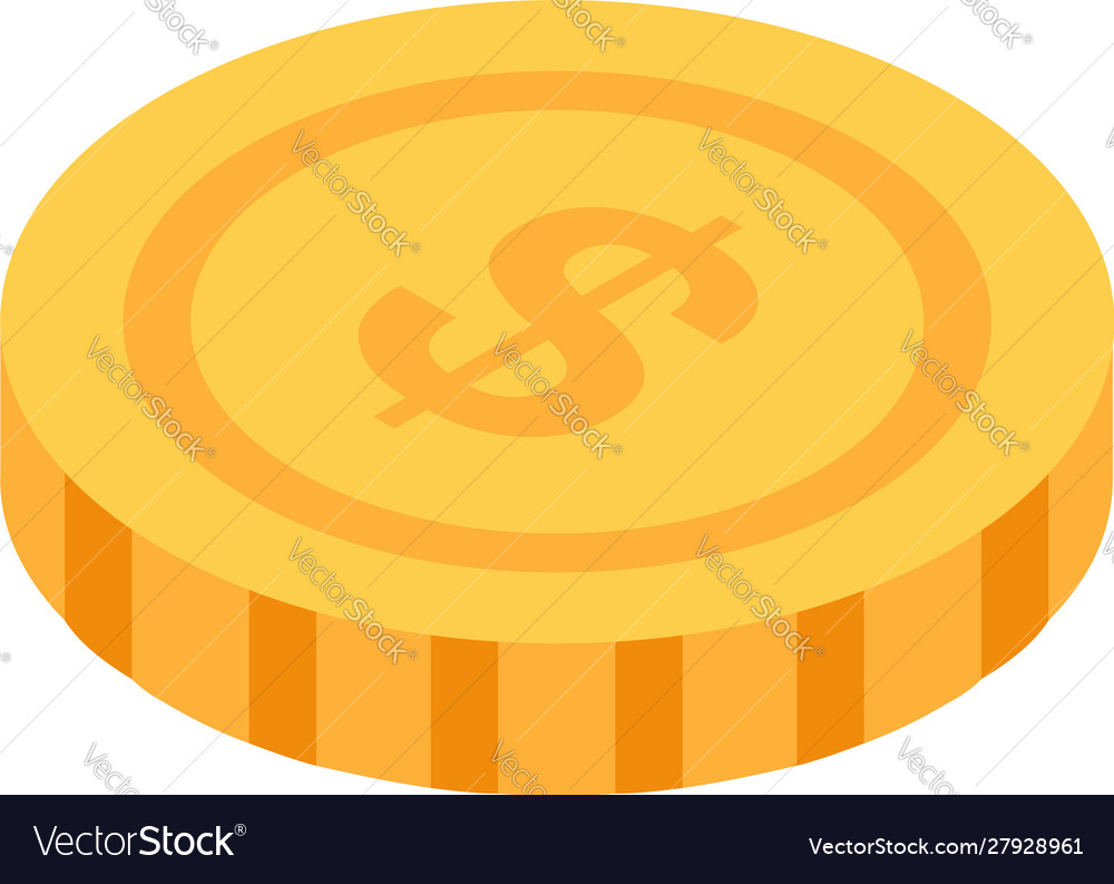 Gold coin icon isometric style Royalty Free Vector Image