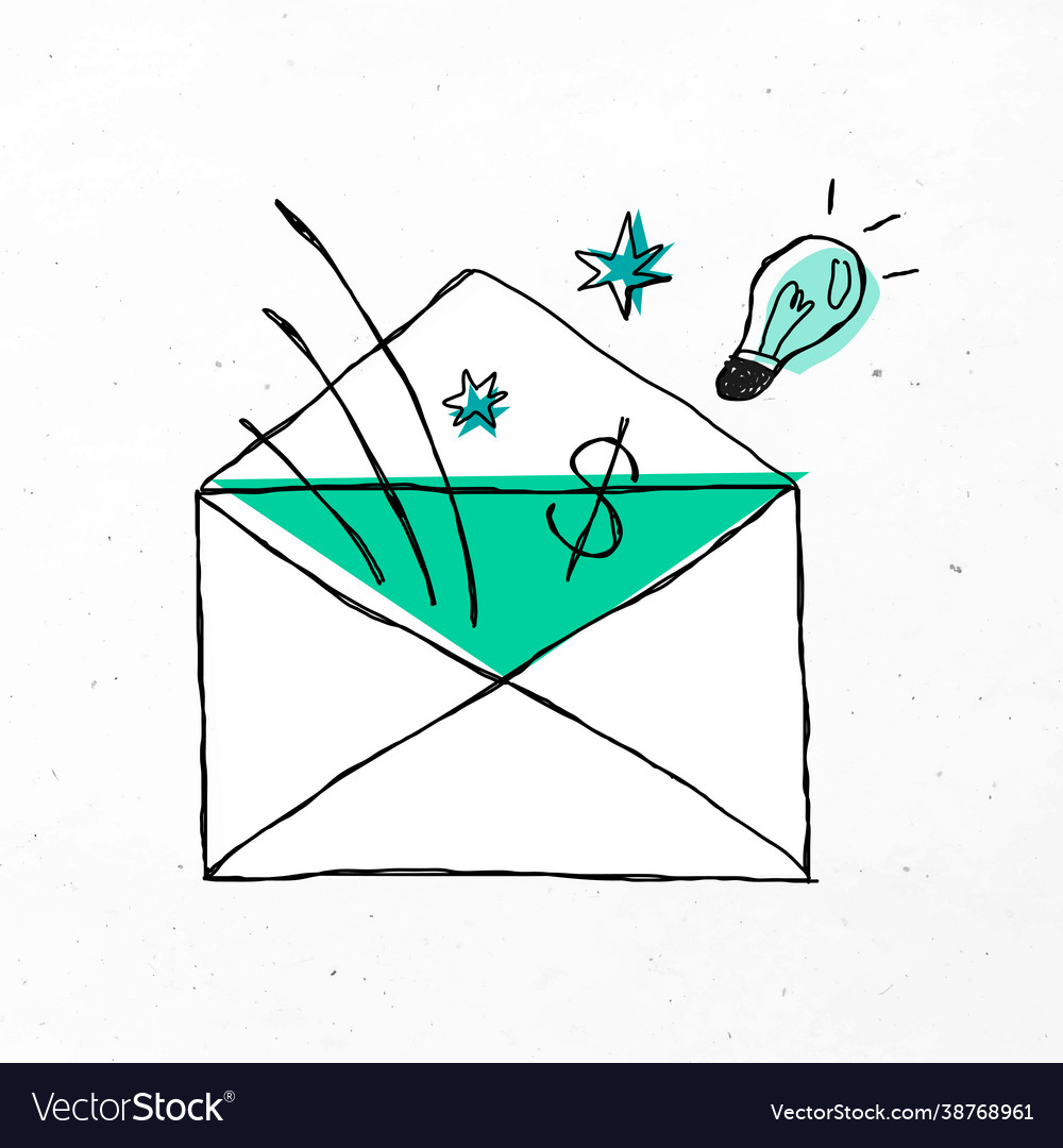 Green envelope cute business doodle icon