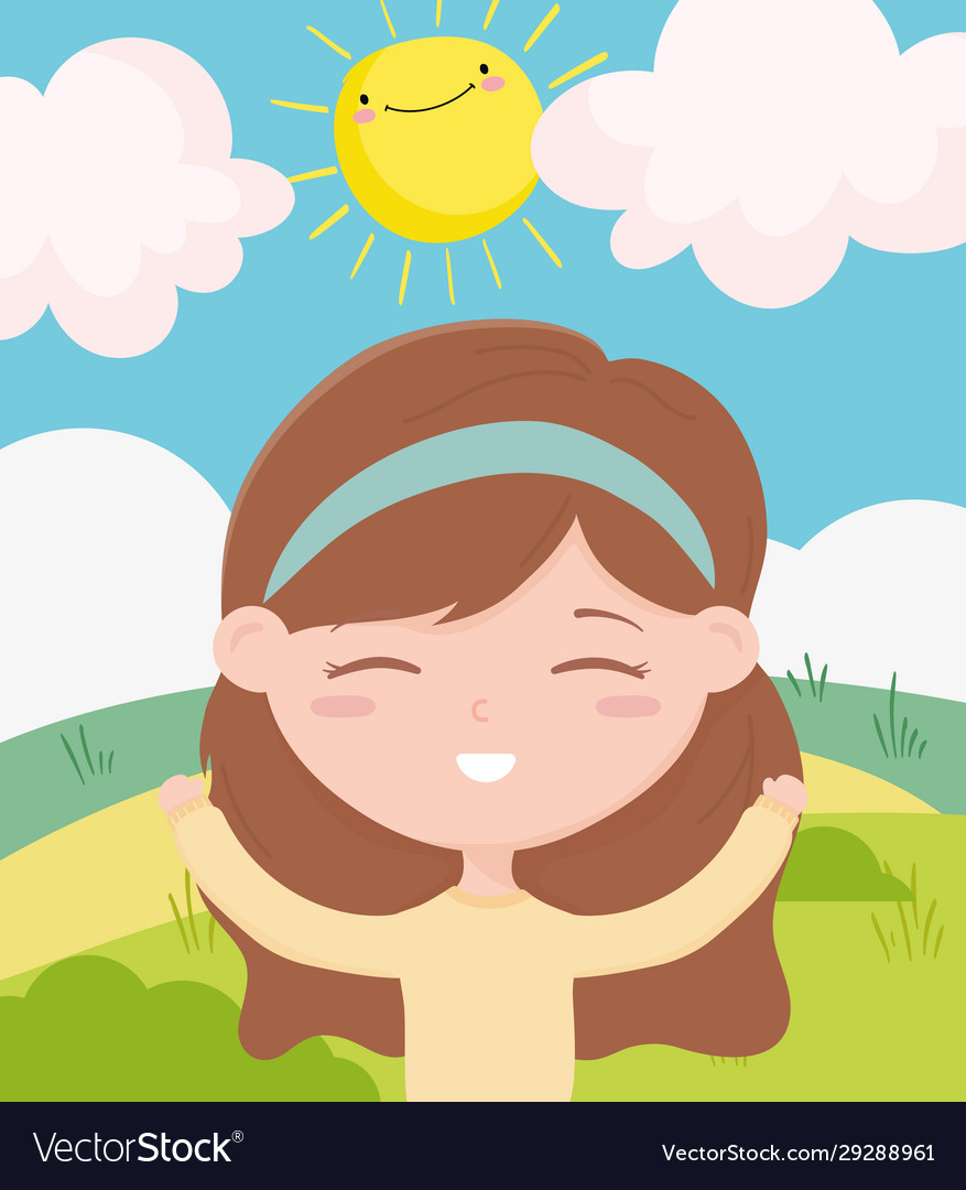 Happy children day cute little girl cartoon Vector Image