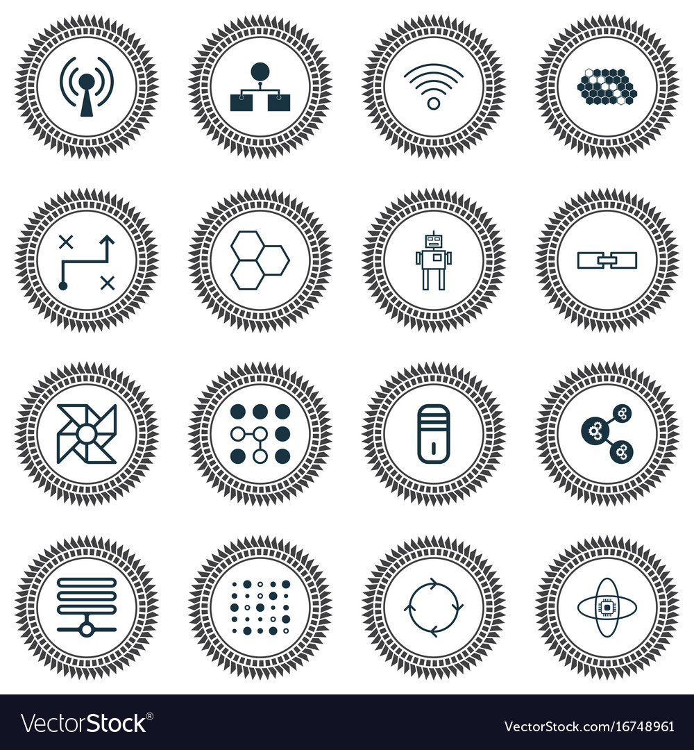 Machine icons set collection of algorithm