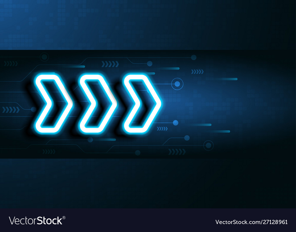Neon arrow speed and technology data load vector image Neon arrow speed and technology data load