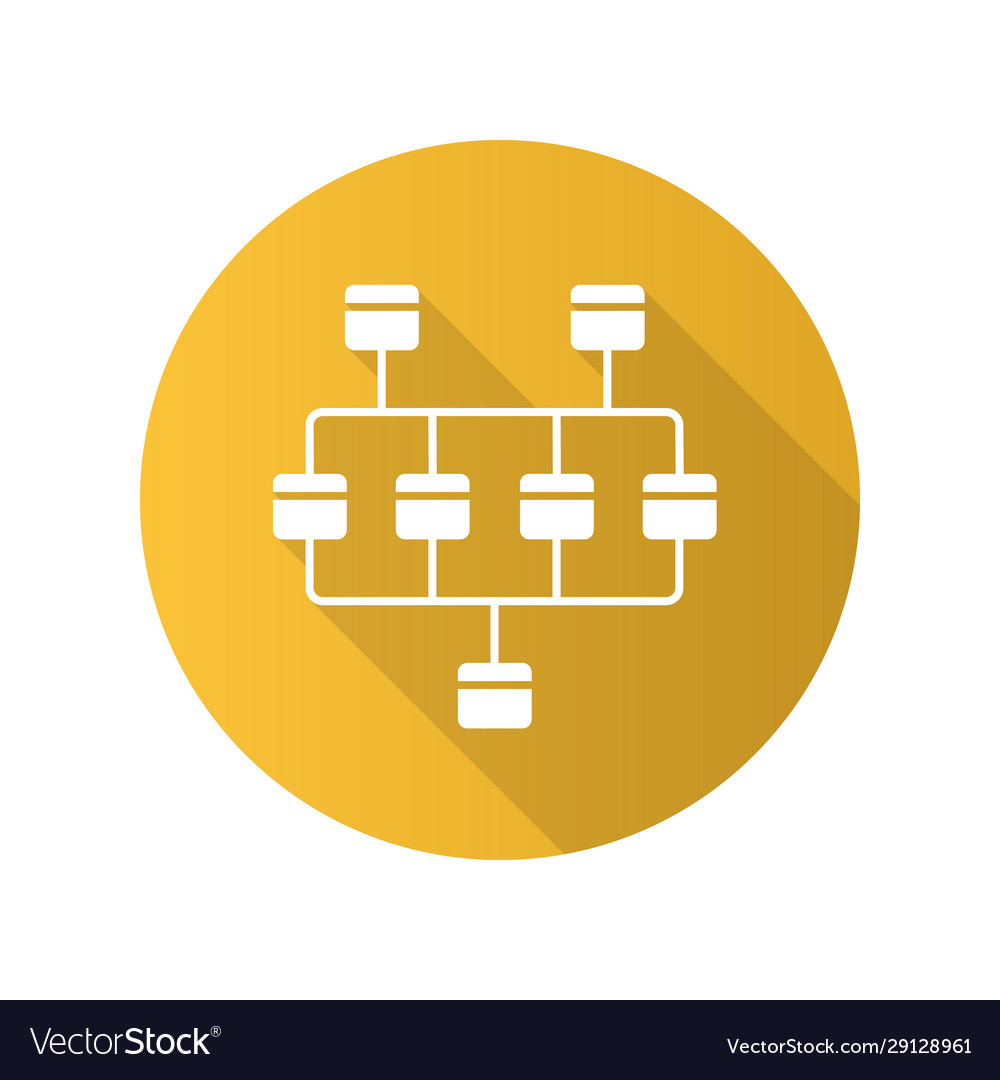 Network diagram flat design long shadow glyph