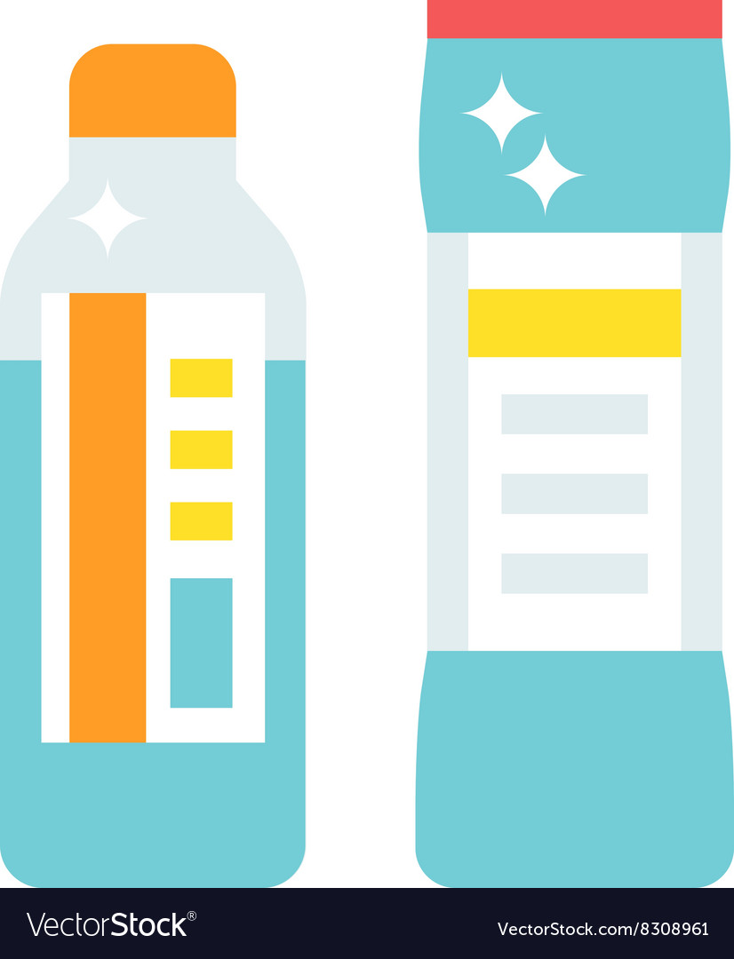 Plastic bottles of cleaning products household