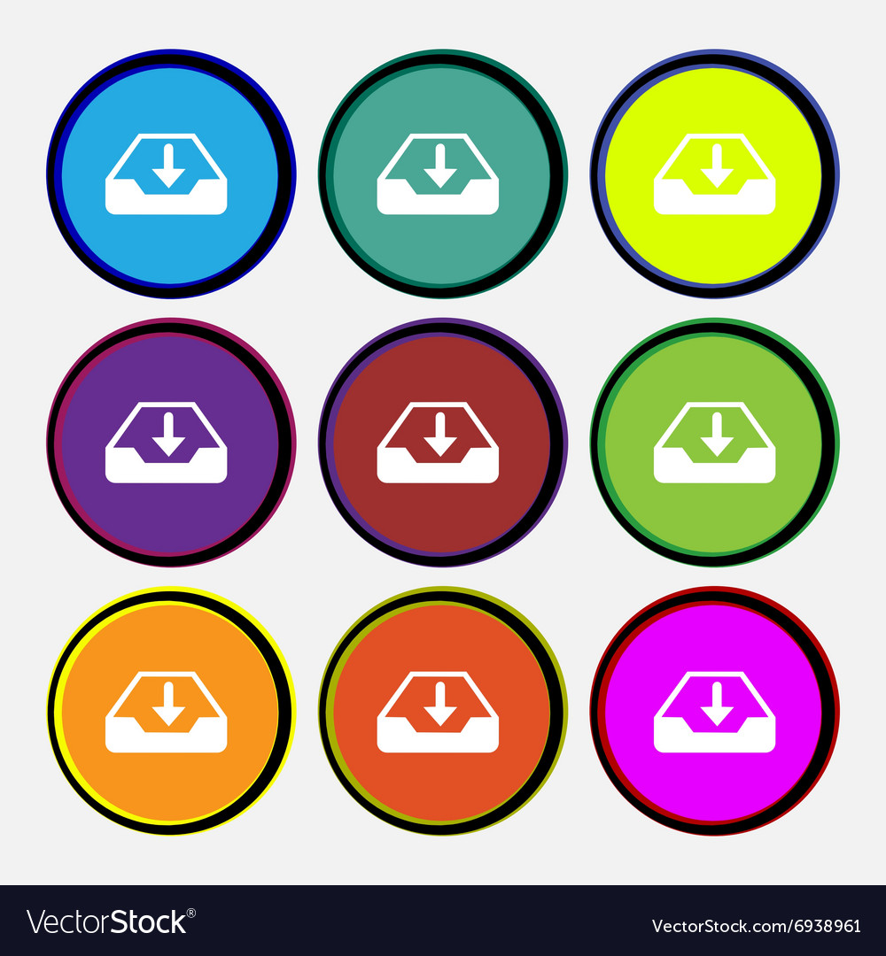 Restore icon sign nine multi colored round buttons