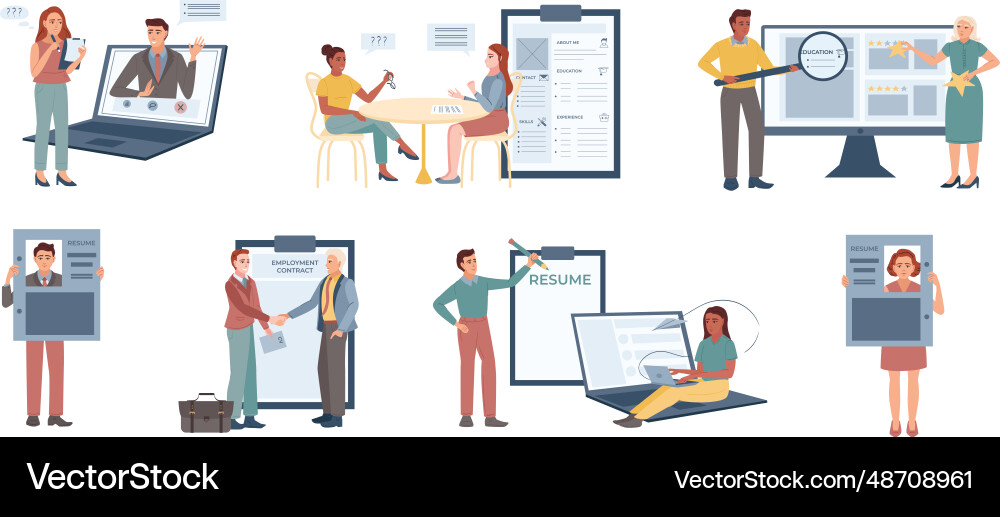 Resume flat set Royalty Free Vector Image - VectorStock
