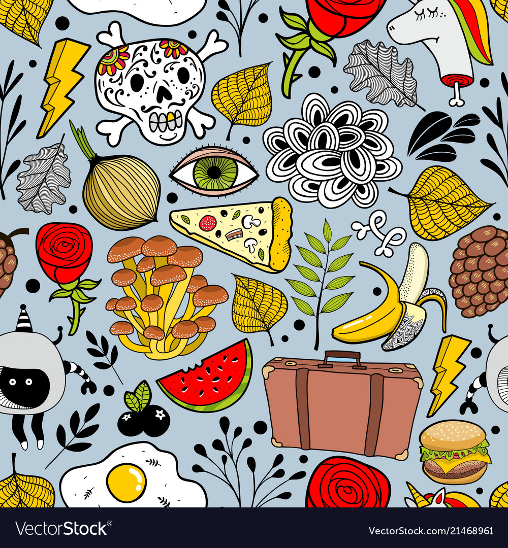 Seamless pattern with cute dead unicorn vector image Seamless pattern with cute dead unicorn
