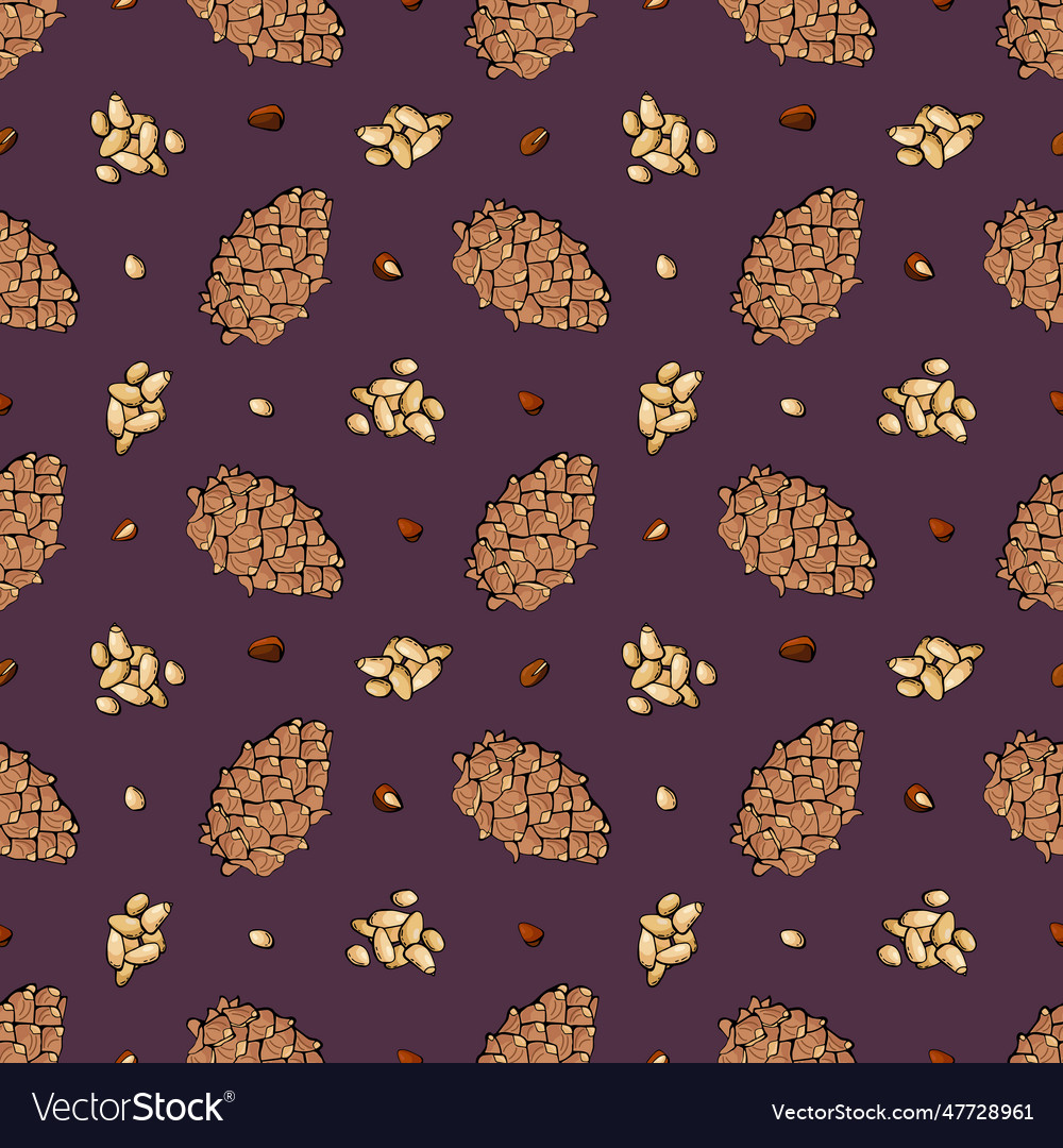 Seamless pattern with pine nuts