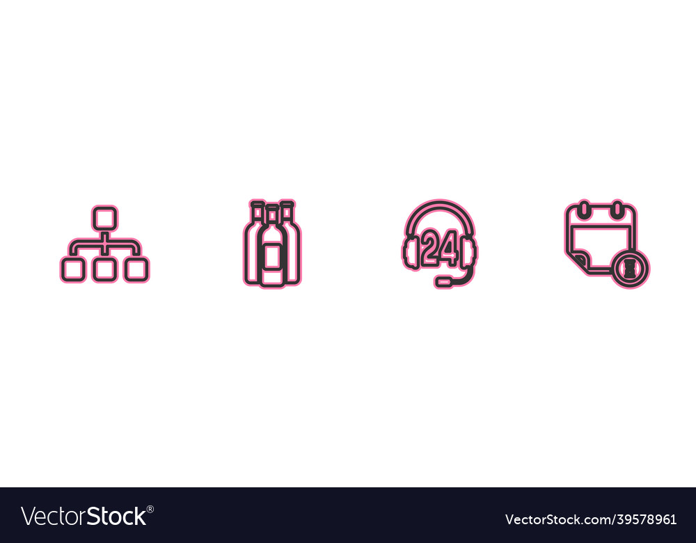 Set line hierarchy organogram chart headphone vector image Set line hierarchy organogram chart headphone