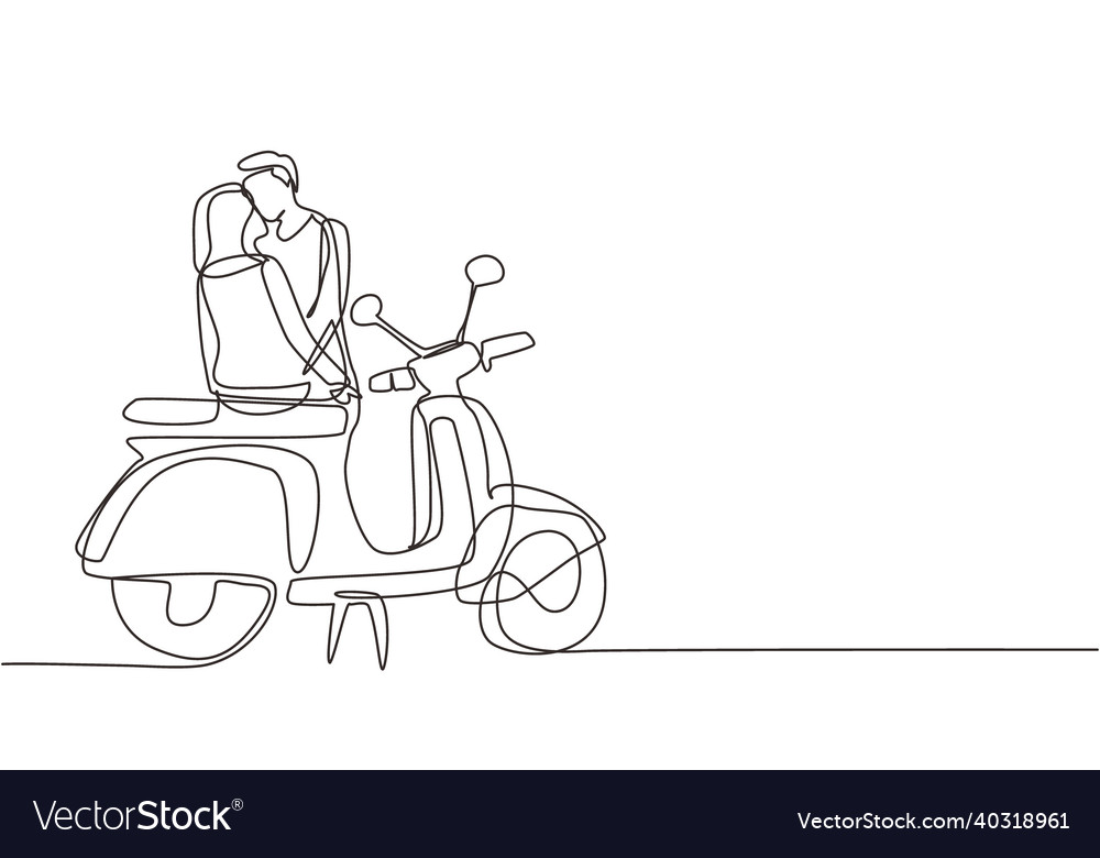 Single continuous line drawing couple on date vector image Single continuous line drawing couple on date