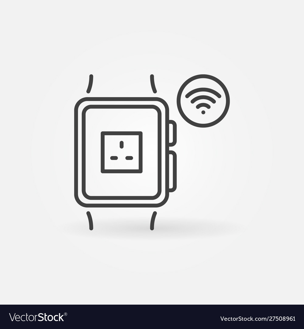 Smart watch with uk socket app linear vector image Smart watch with uk socket app linear