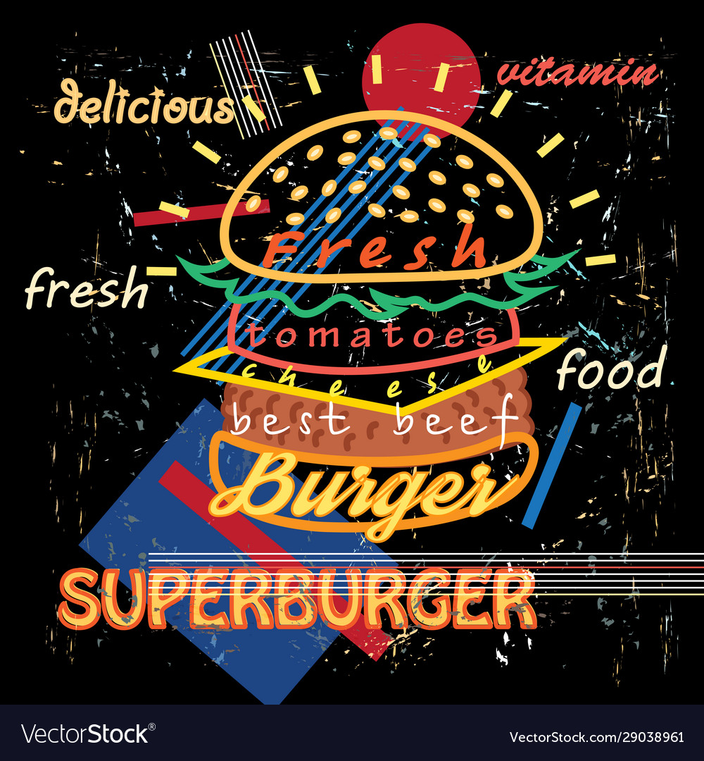 Tasty burger food menu