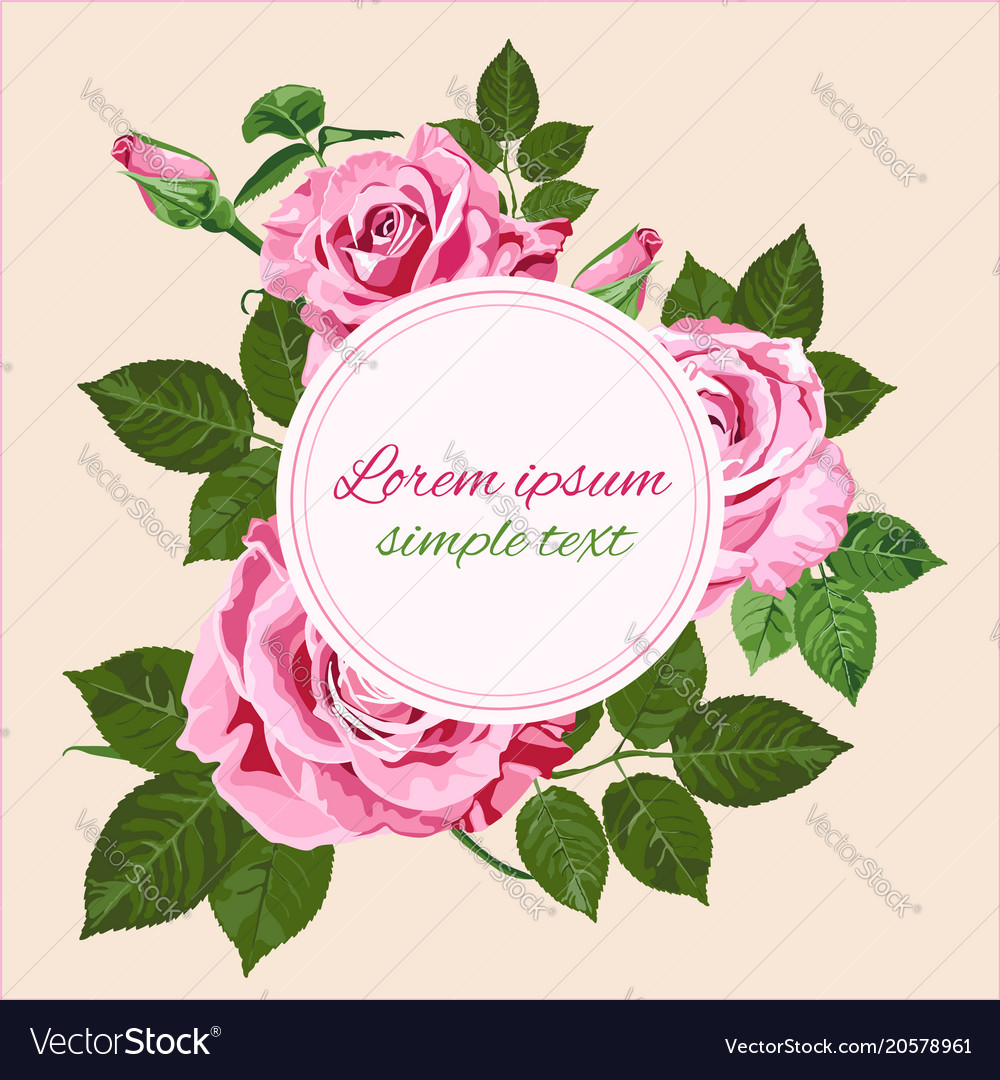 Wedding invitations with pink roses wreath