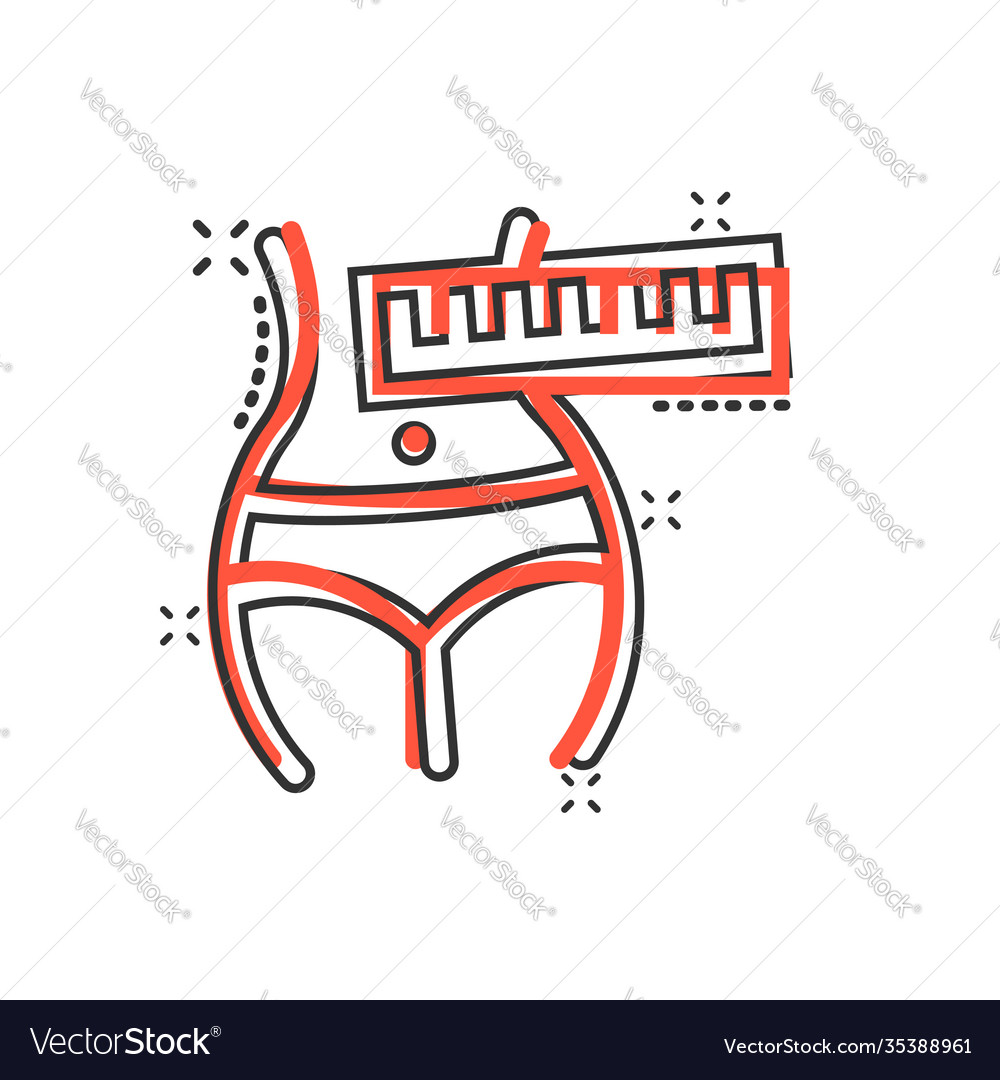 Weight loss icon in comic style belly cartoon