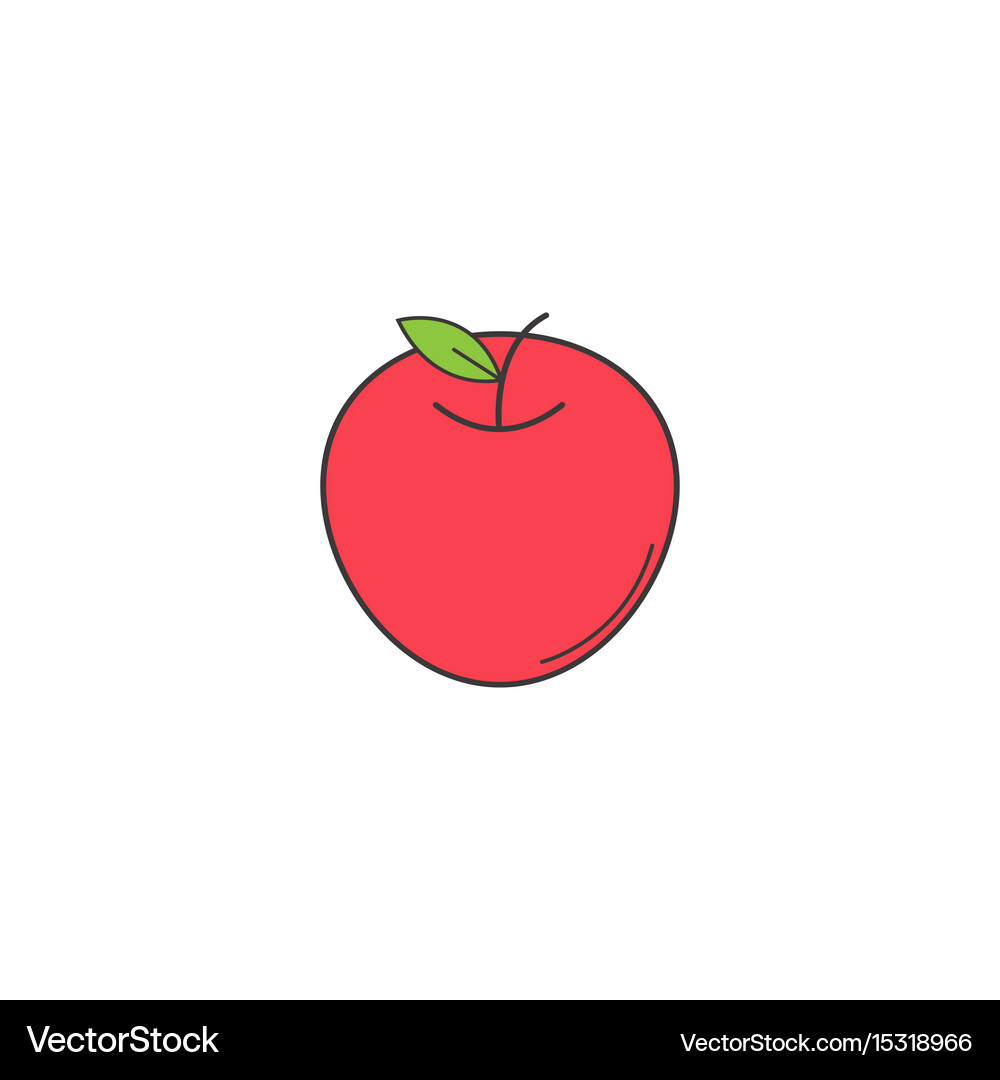 Apple solid line icon healthy fruit Royalty Free Vector