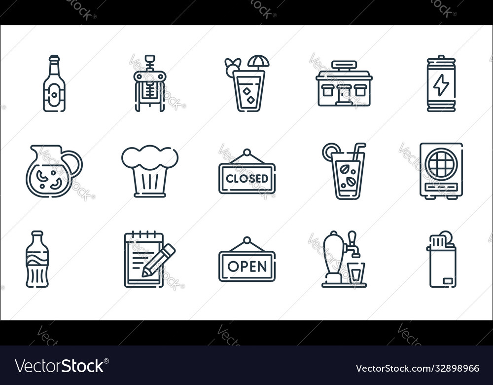 Bar line icons linear set quality vector image Bar line icons linear set quality
