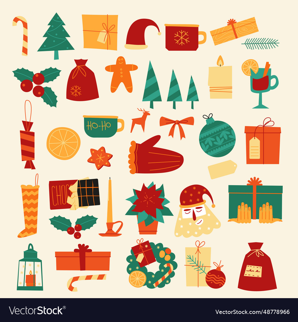 Christmas and new year decorations Royalty Free Vector Image