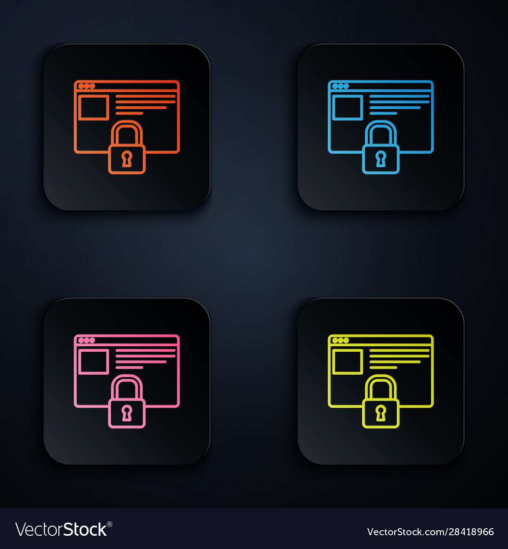 Color neon line secure your site with https ssl vector image Color neon line secure your site with https ssl