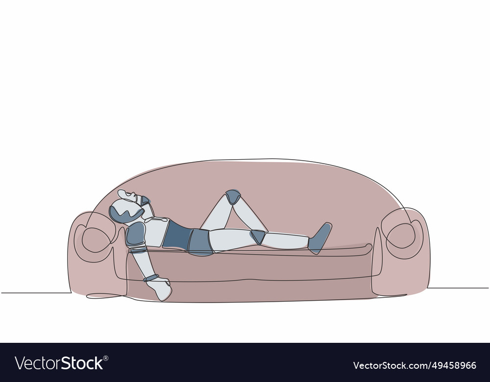 Continuous one line drawing of frustrated robot Vector Image Continuous one line drawing of frustrated robot