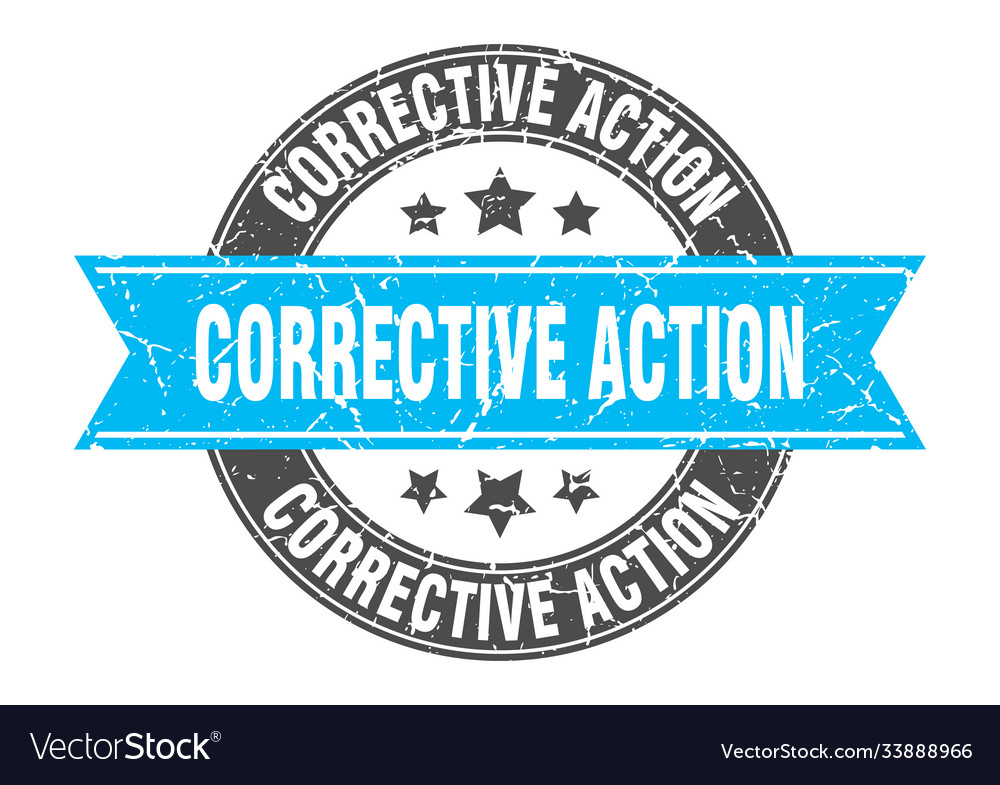Corrective action round stamp with ribbon label