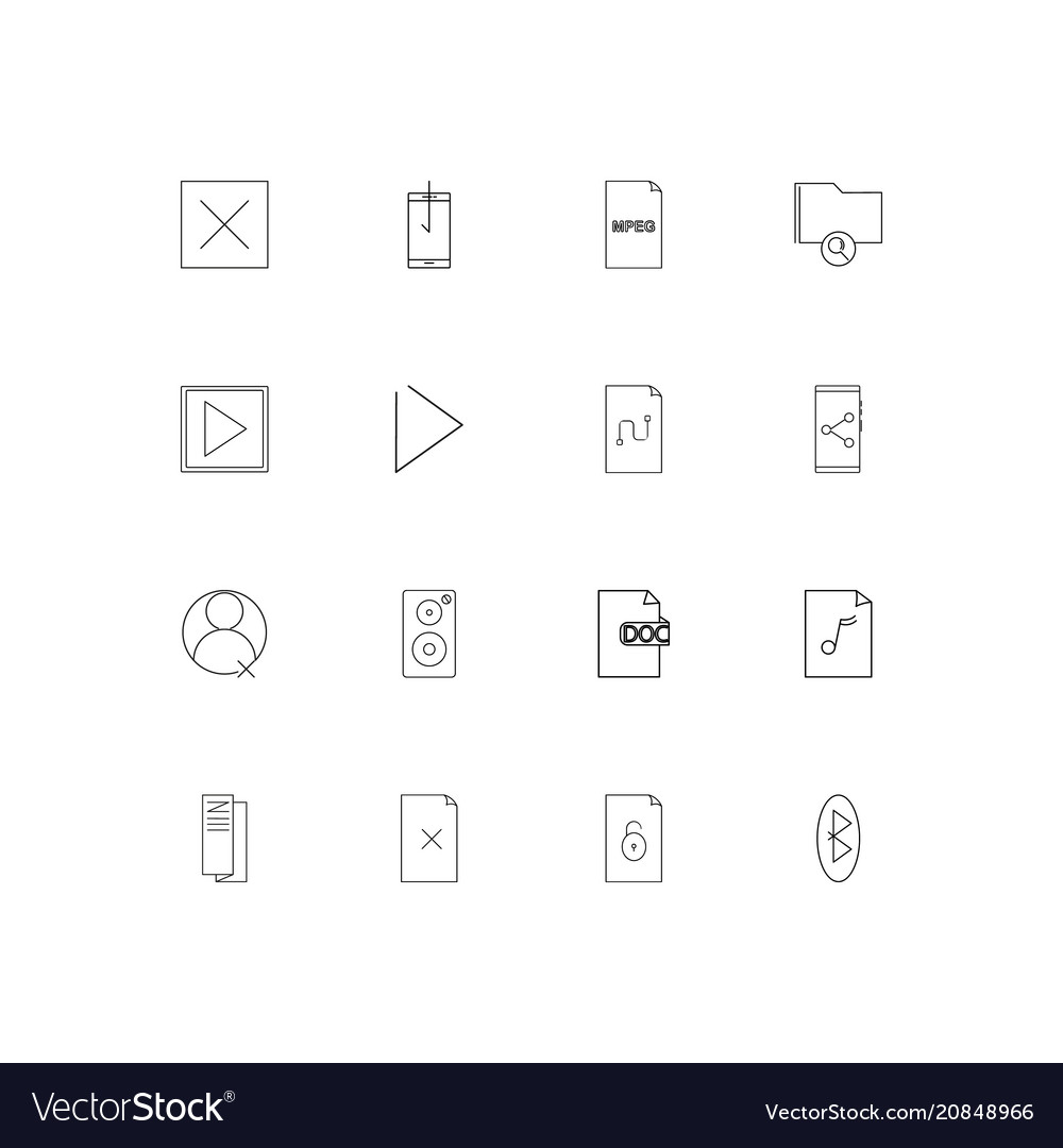 Files and folders sign linear thin icons set