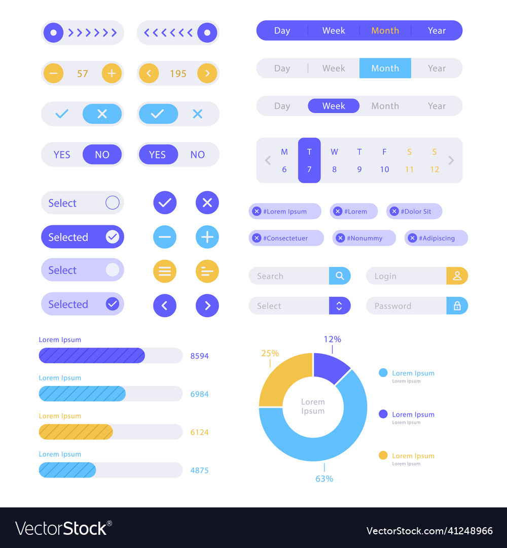 Flat design ui kit set