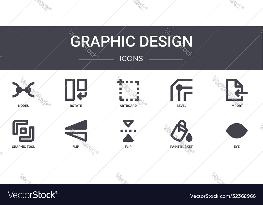 Graphic design concept line icons set contains