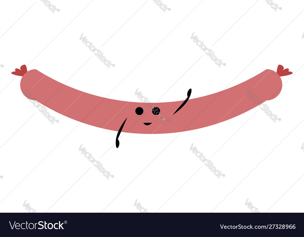 Happy sausage on white background