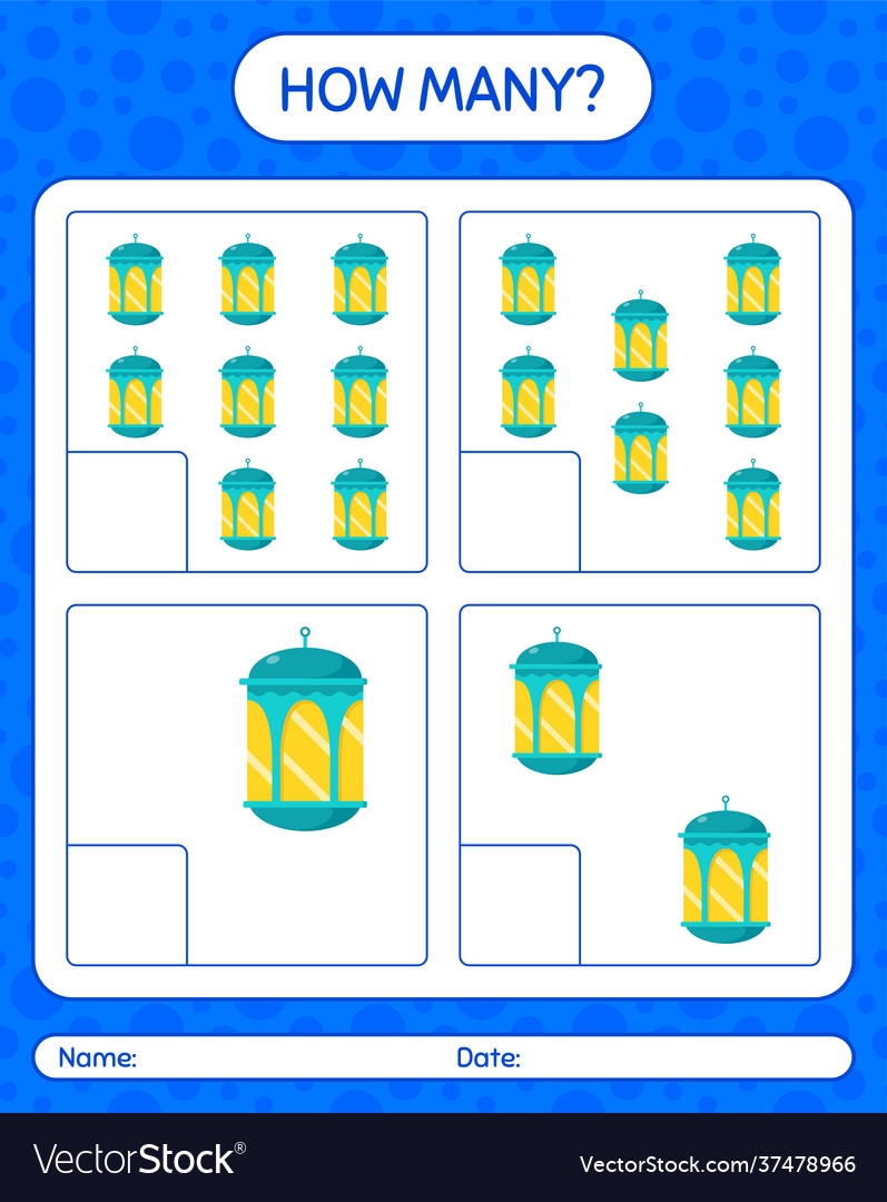 How many counting game with arabic lantern vector image How many counting game with arabic lantern