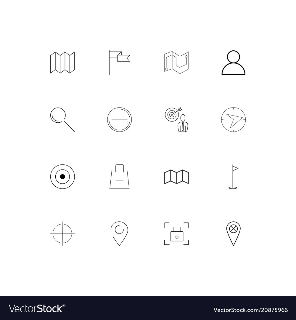 Maps and navigation linear thin icons set