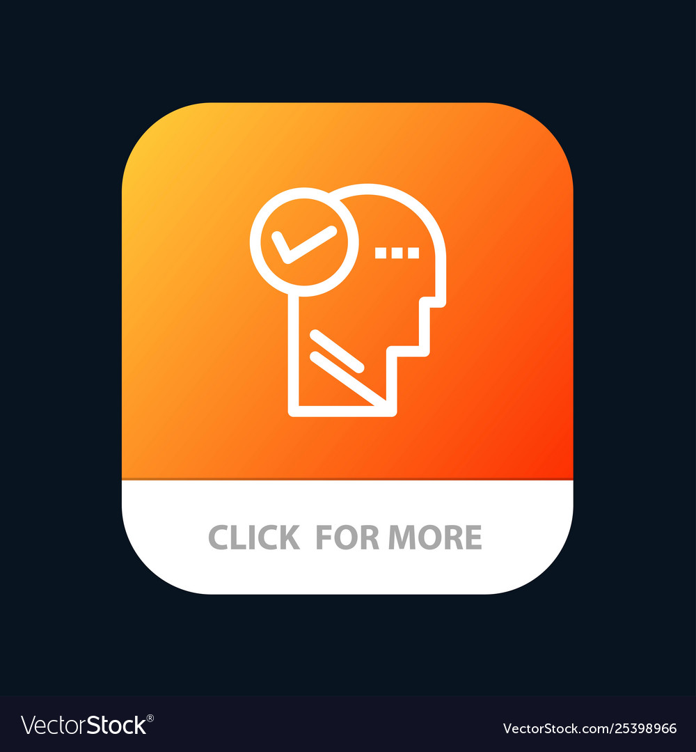 Mind head solution thinking mobile app button Vector Image Mind head solution thinking mobile app button