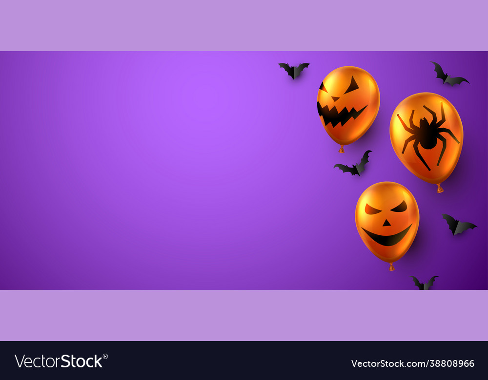 Orange 3d balloons on violet background