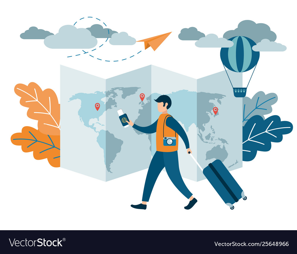 People traveling design a man with suitcase Vector Image