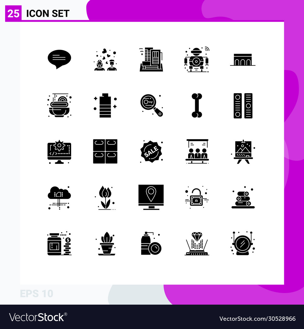 Pictograph set 25 simple solid glyphs arch