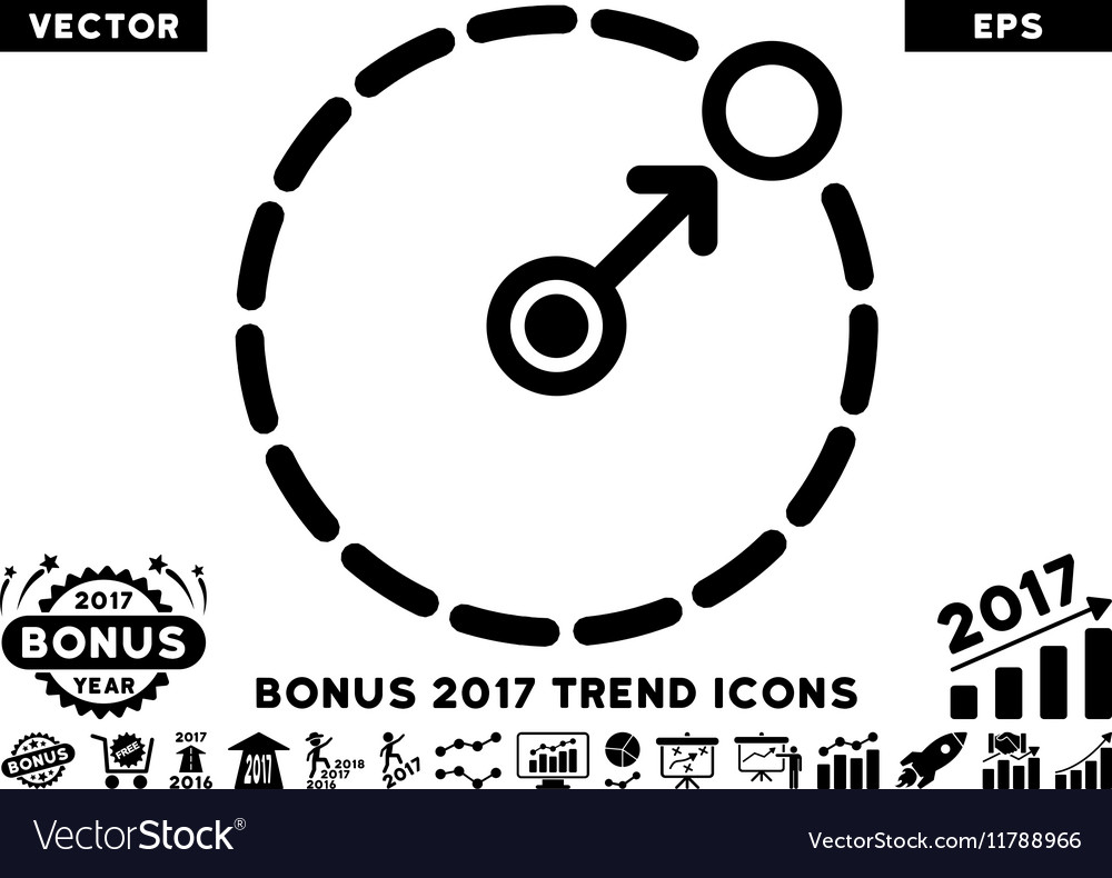 Round area border flat icon with 2017 bonus trend