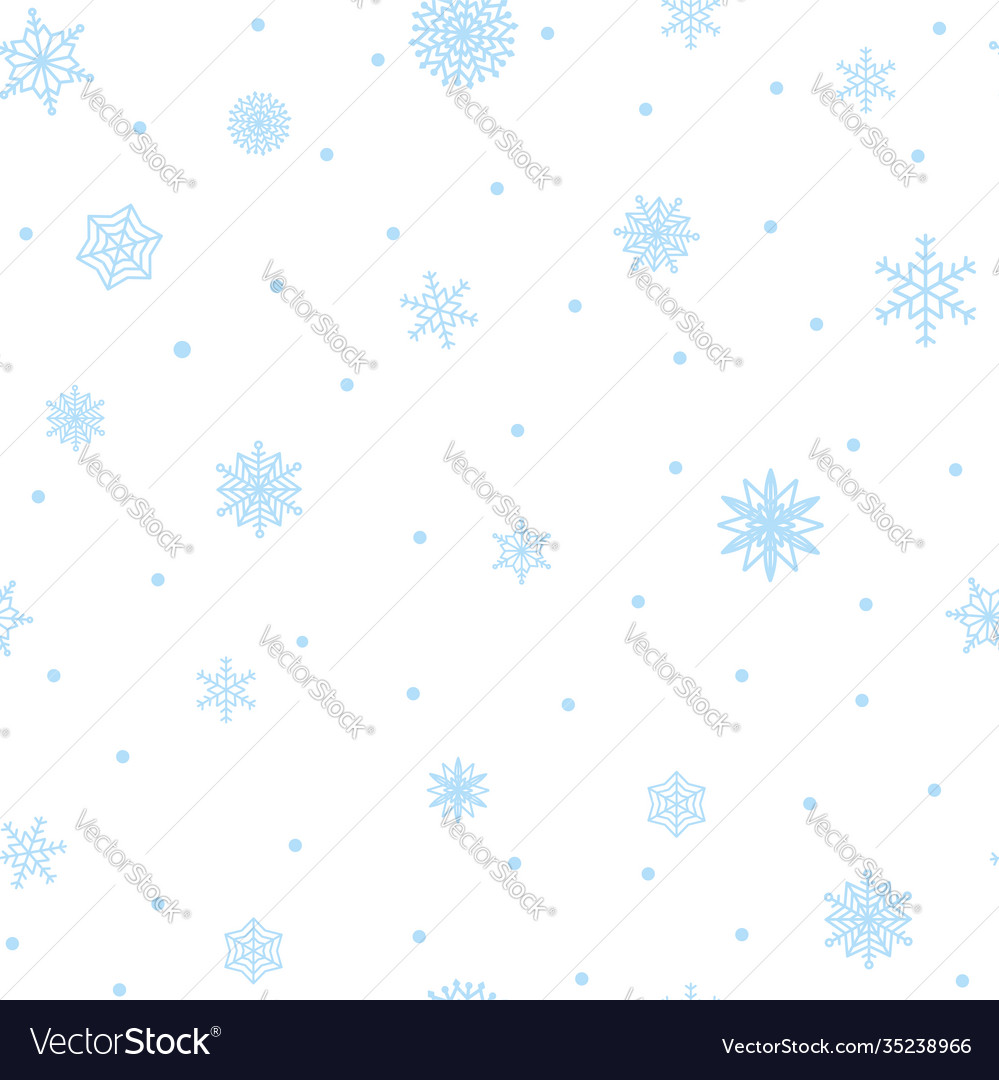 Seamless pattern hand drawn white snow flakes