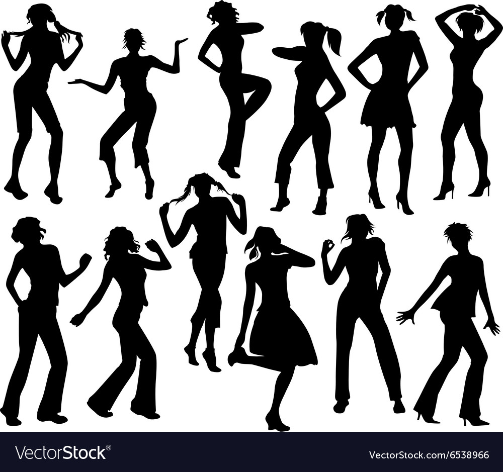 Silhouettes of Dancing Women