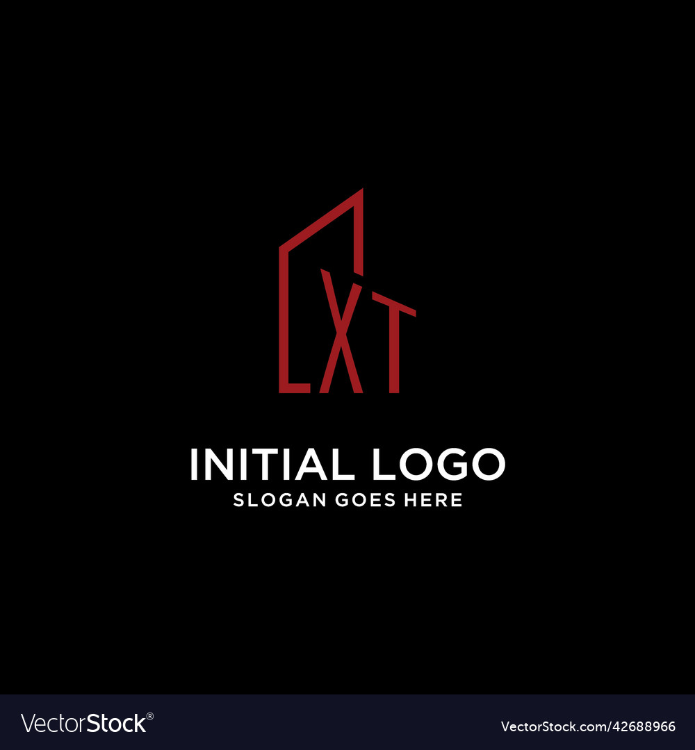 Xt initial monogram with building logo design Vector Image Xt initial monogram with building logo design