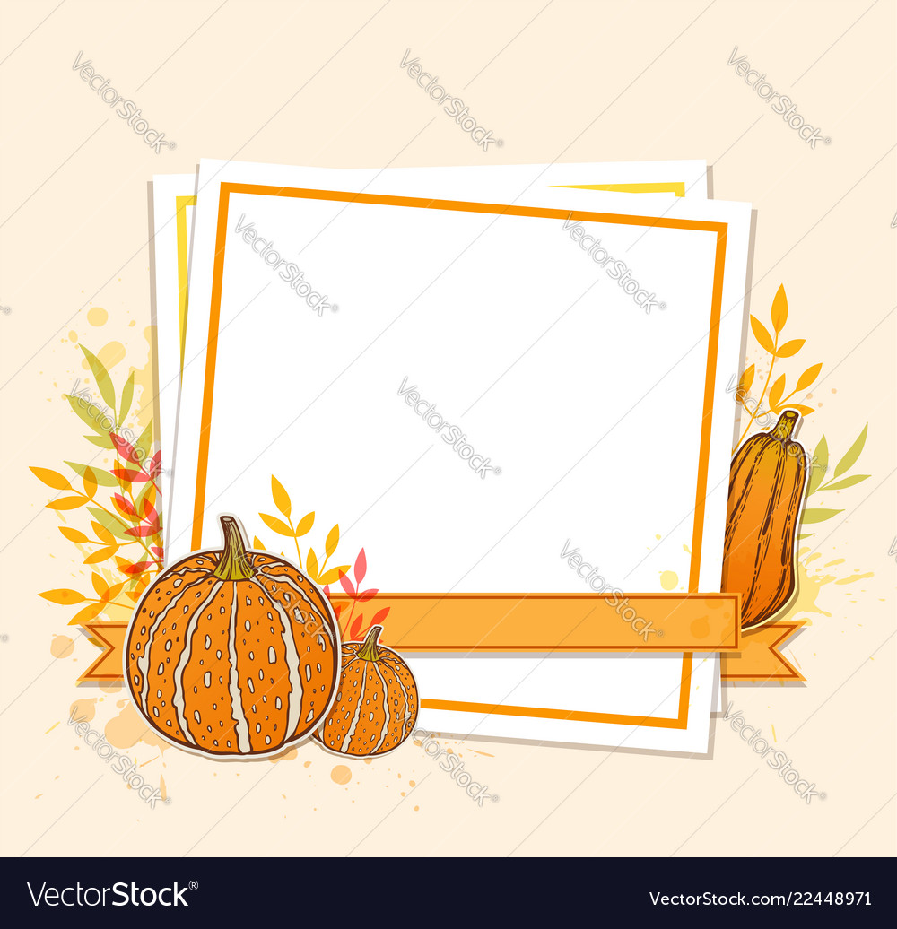 Autumn frame with pumpkins