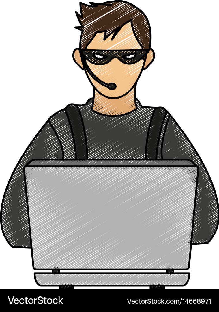 Color Pencil Image Cartoon Hacker Sitting At The Vector Image Download high quality hacker cartoons from our collection of 41,940,205 cartoons. vectorstock