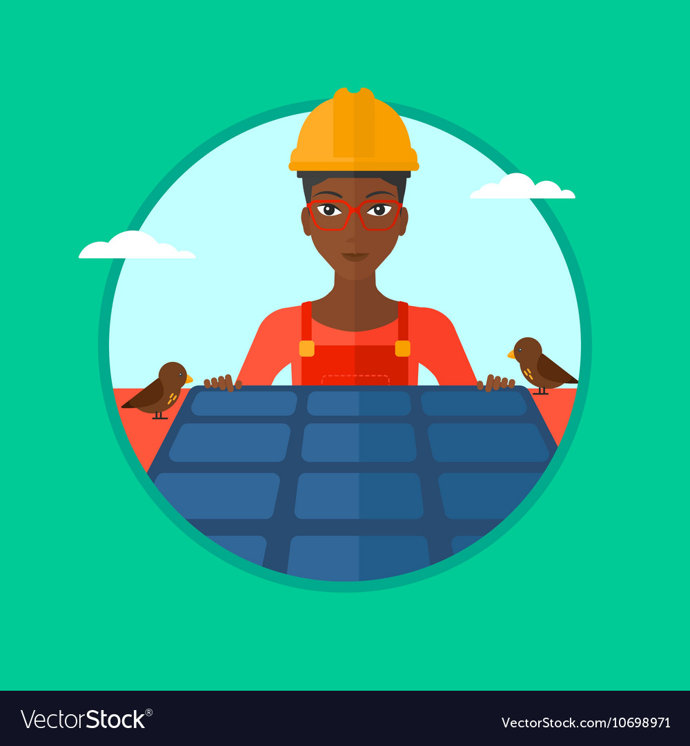 Constructor Installing Solar Panels Royalty Free Vector 5902