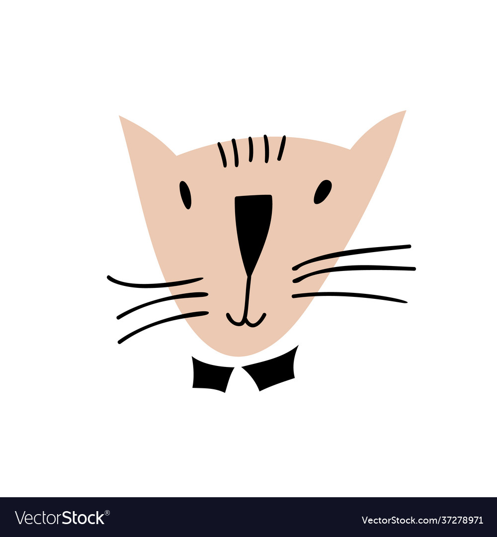 Cute hand drawn cat face character design Vector Image