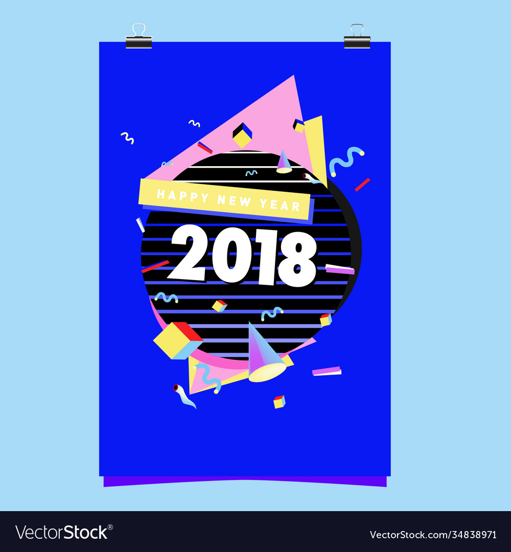 Happy new year 2018 colorful abstract design