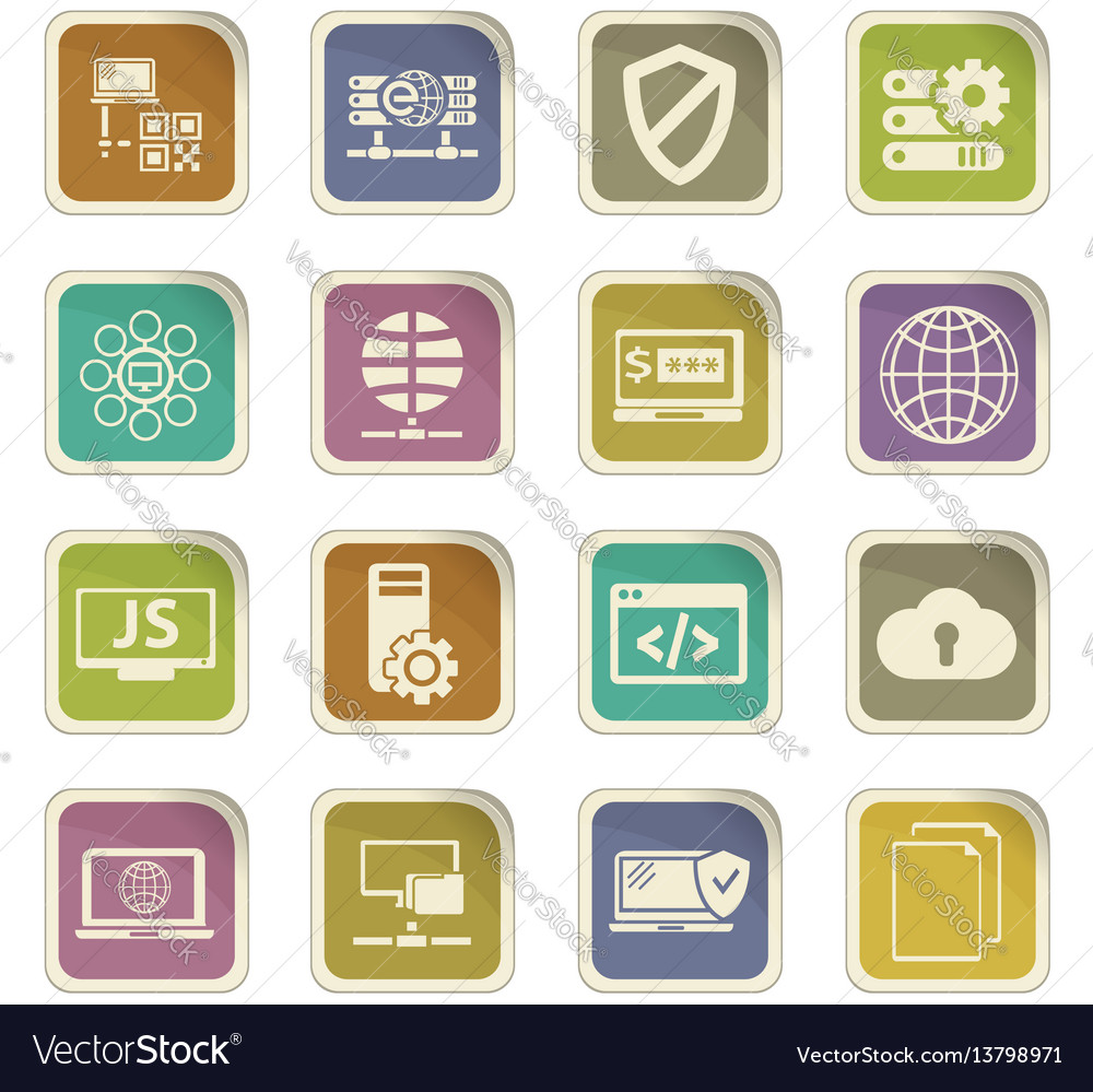 Internet server network icons set vector image Internet server network icons set